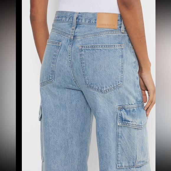Aritzia Denim Forum Light Blue Cargo Style Wide Leg Jeans - Picture 2 of 3